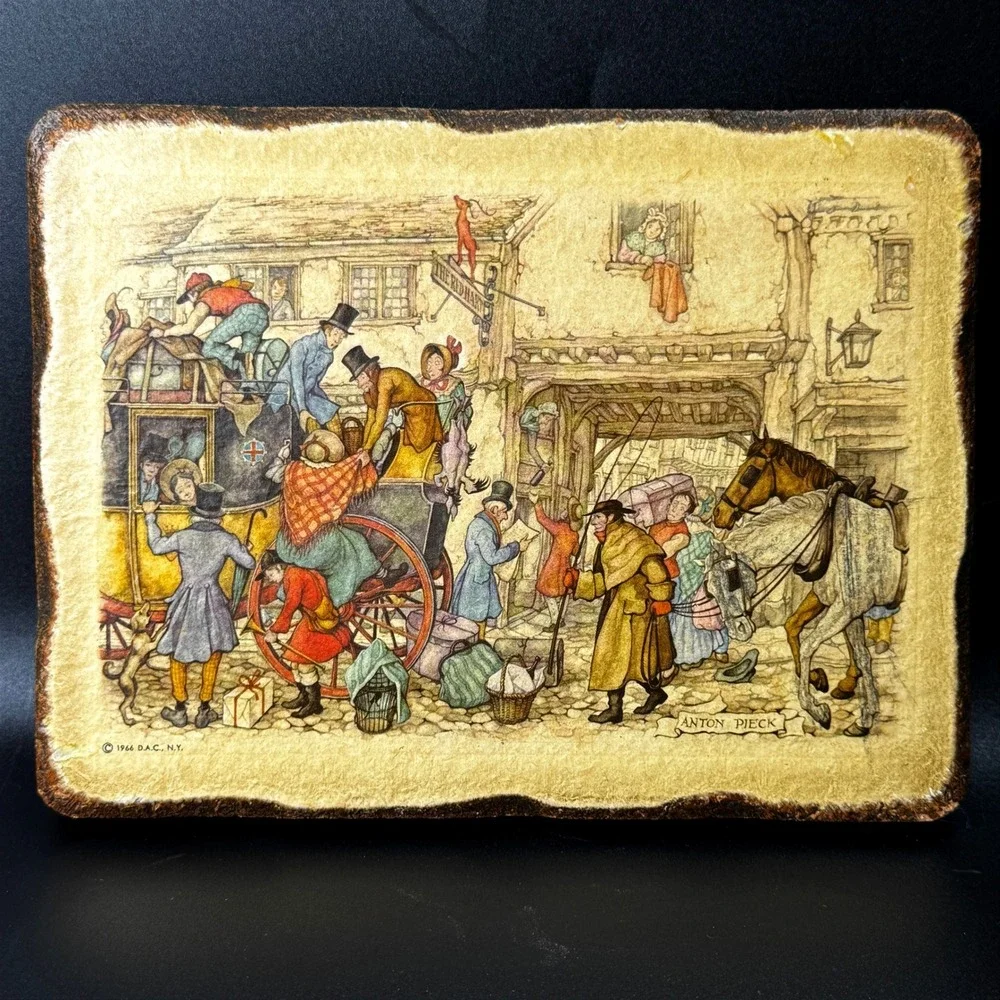 Vintage Anton Pieck Decoupage Wall Plaques Set of 2 Victorian Scenes 1966 D.A.C.